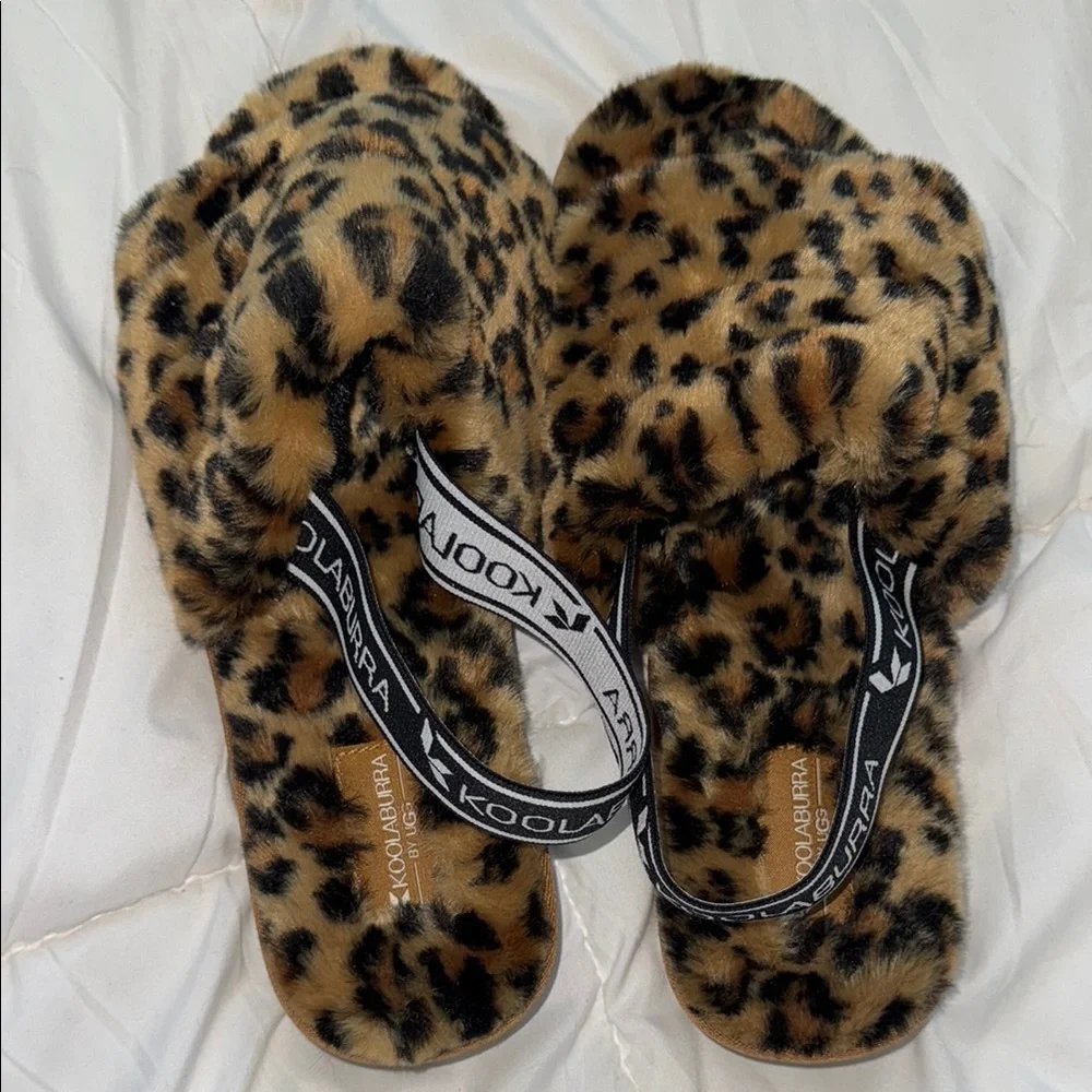 Koolaburra by UGG Leopard Print Fuzzy Slippers 8 - Picture 2 of 8